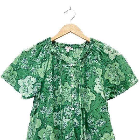 Anthropologie Sundry Mini Swing Dress in Everly Floral Tropical Green Size 0 XS - Picture 5 of 16